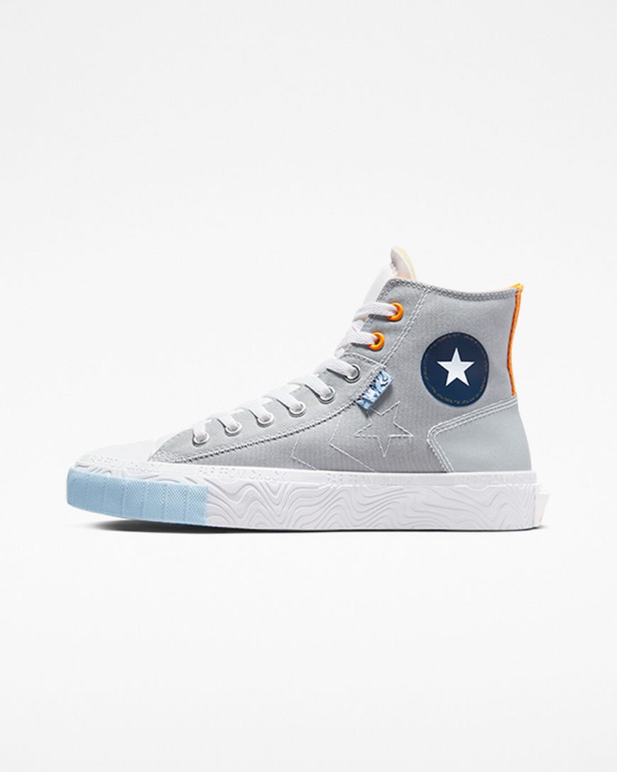 Tenisi Inalti Barbati Converse Chuck Taylor Alt Star Reflective Shine Gri Albi Portocalii | RO T13ODN487